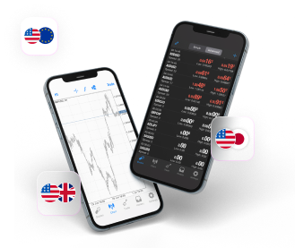 Two smartphones displaying stock charts