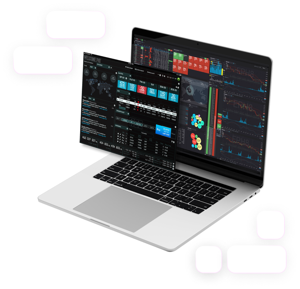 Trading platform on a laptop