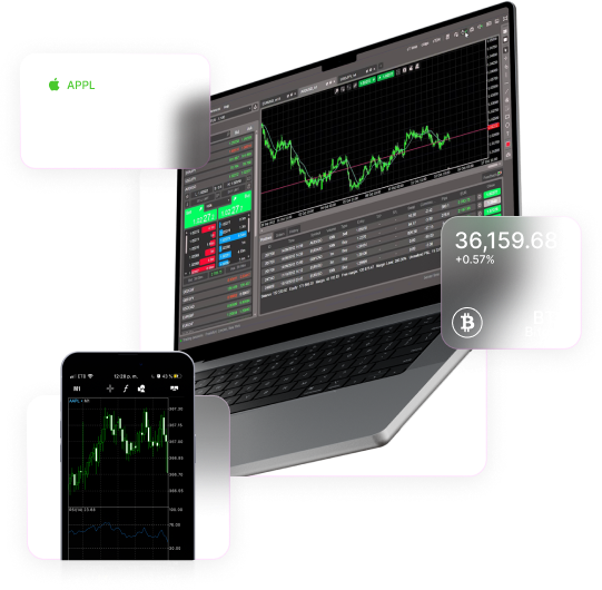 Laptop displaying financial charts